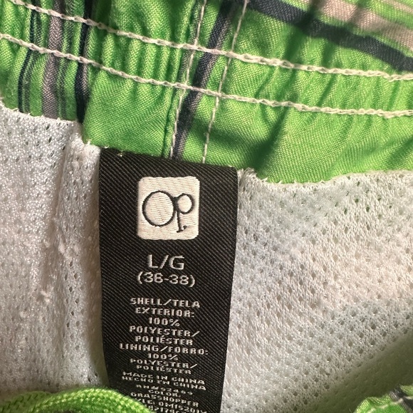 OP Men’s Swim Trunks Size Large Green Plaid Quick-Dry Board Shorts - Picture 4 of 5